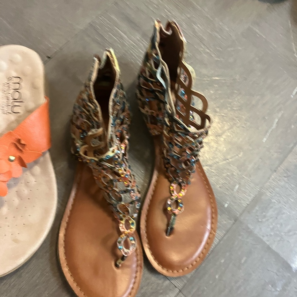 Elegant Brown and Gold Sandals